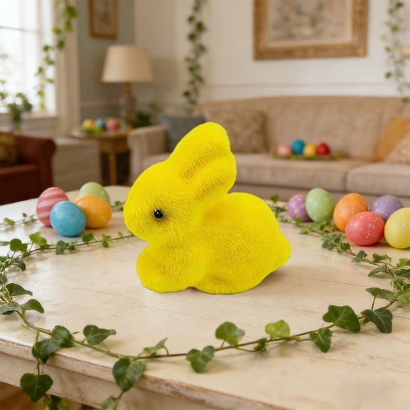 Easter Bunny Flocking Foam Rabbit Decoration – Colorful Miniature Ornament for Wreaths, Flower Arrangements & Easter Party Decor