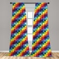 thumbnail image 5 of Ambesonne Retro Curtains, Rainbow Retro Patchwork, Pair of 28"x84", Multicolor, 5 of 5