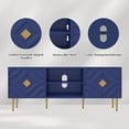 thumbnail image 5 of HLR 63''Modern TV Stand for 65/70/75 inch TV, Entertainment Center with Storage Cabinet, Mid Century Blue TV Stand,Embossed Pattern TV Console, TV Media Console for Living Room, Bedroom, 5 of 14