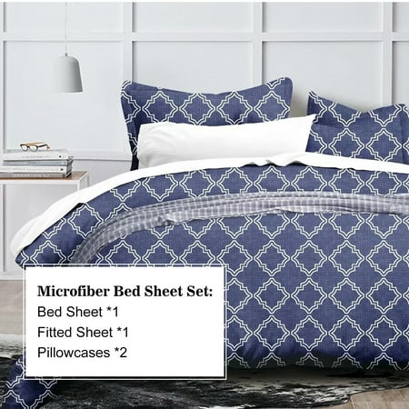 HGMart Bed Sheet Set Collection - 4 Piece Brushed Microfiber Bedding Sheet Set - Fade and Stain Resistant Hypoallergenic Deep Pocket Bedspread Set - Blue, Twin