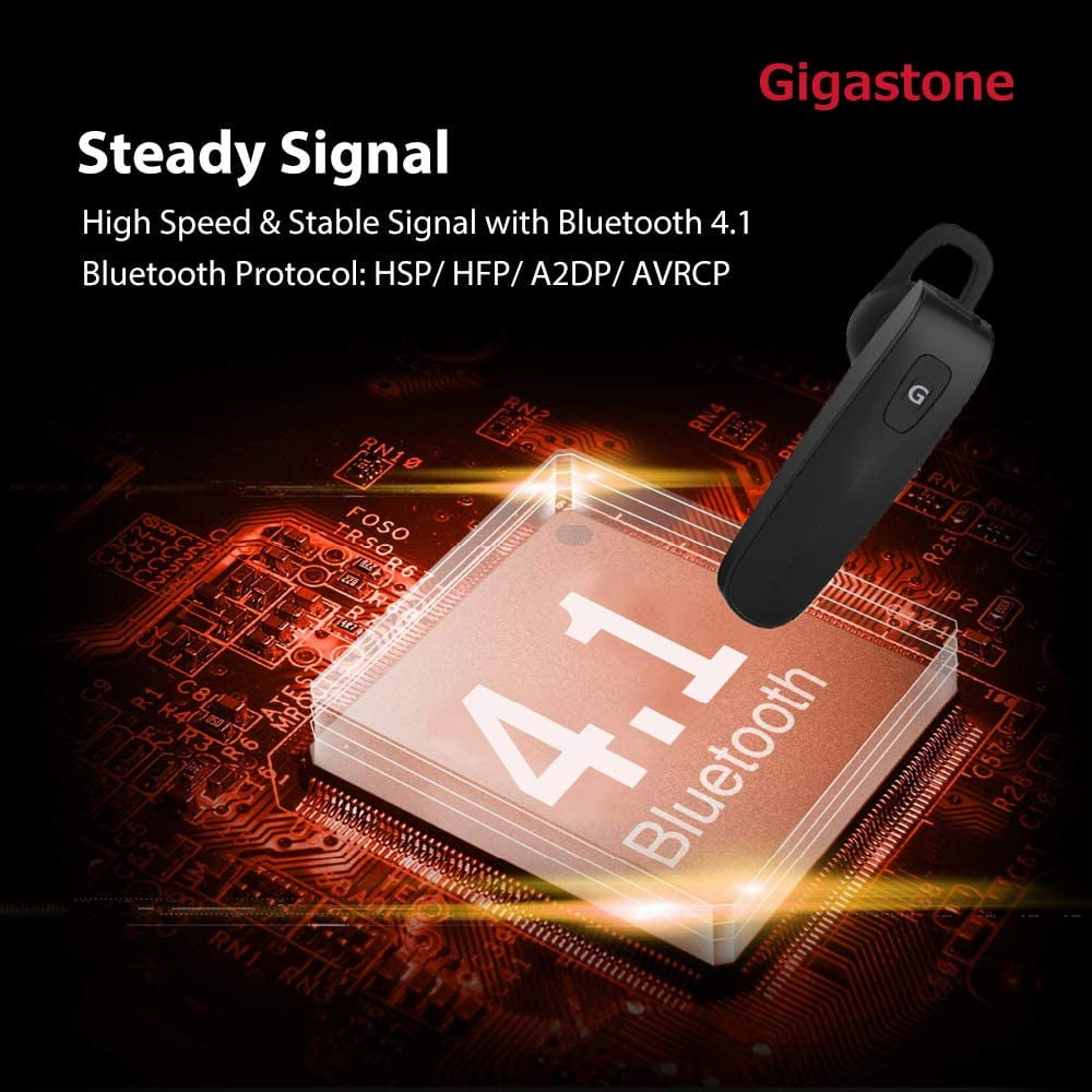 Gigastone D1 Bluetooth Earpiece, Wireless Handsfree Headset with Microphone, 2 Pack