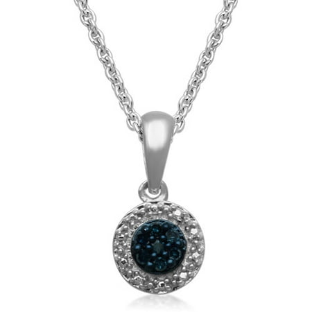 Blue and White Diamond Accent Sterling Silver Fashion Pendant