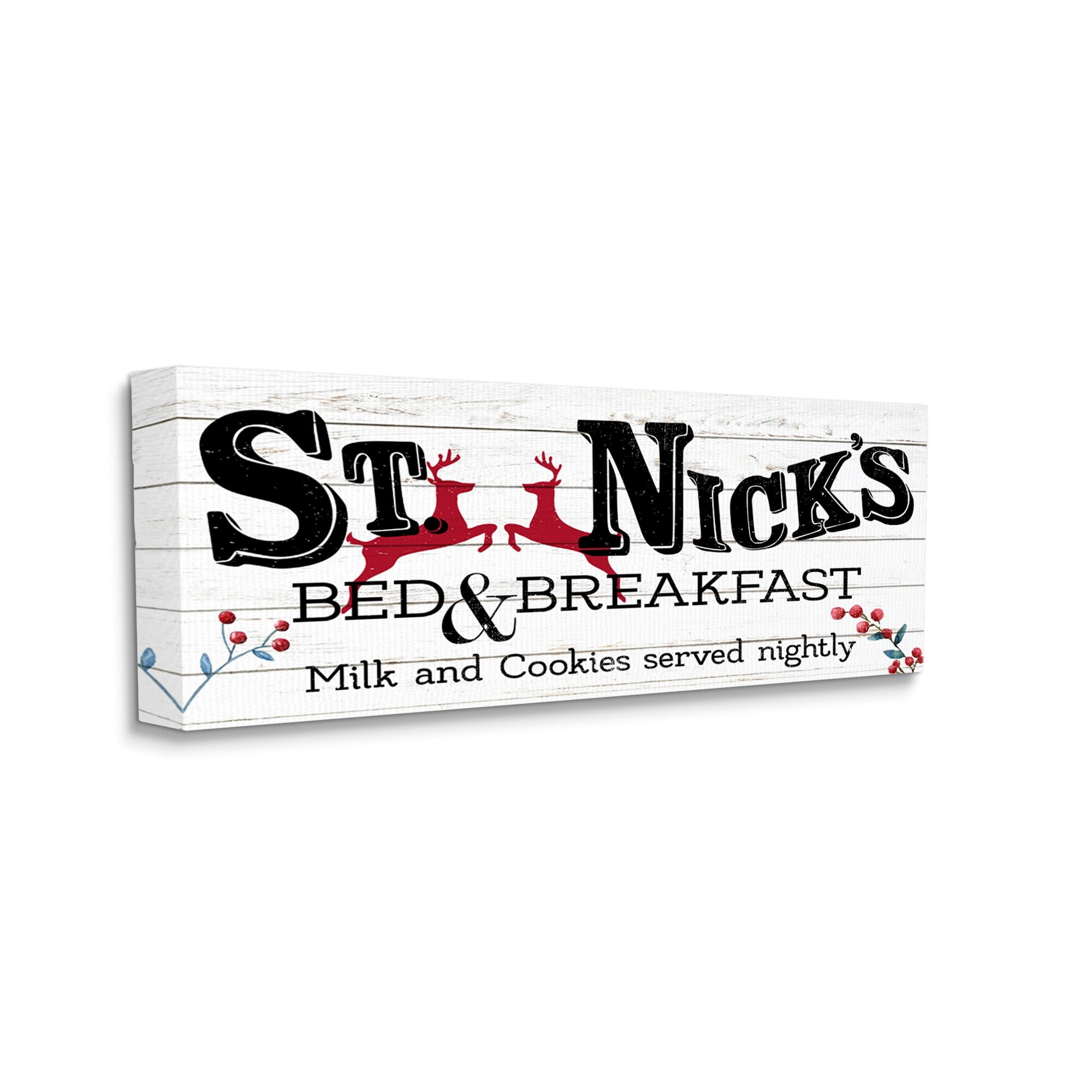 Stupell Industries St. Nick's Bead & Breakfast Christmas Red Reindeer, 48 x 20,Design by Kim Allen