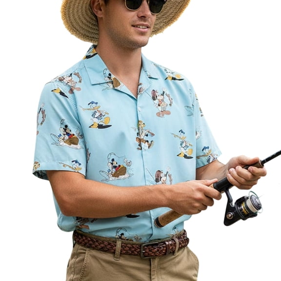 Mickey And Friends Fishing Dad Hawaiian Shirt, Disney Fisherman Hawaii Shirt, Funny Father's Day Gift, Mickey Donald Goofy, Disneyland Trip