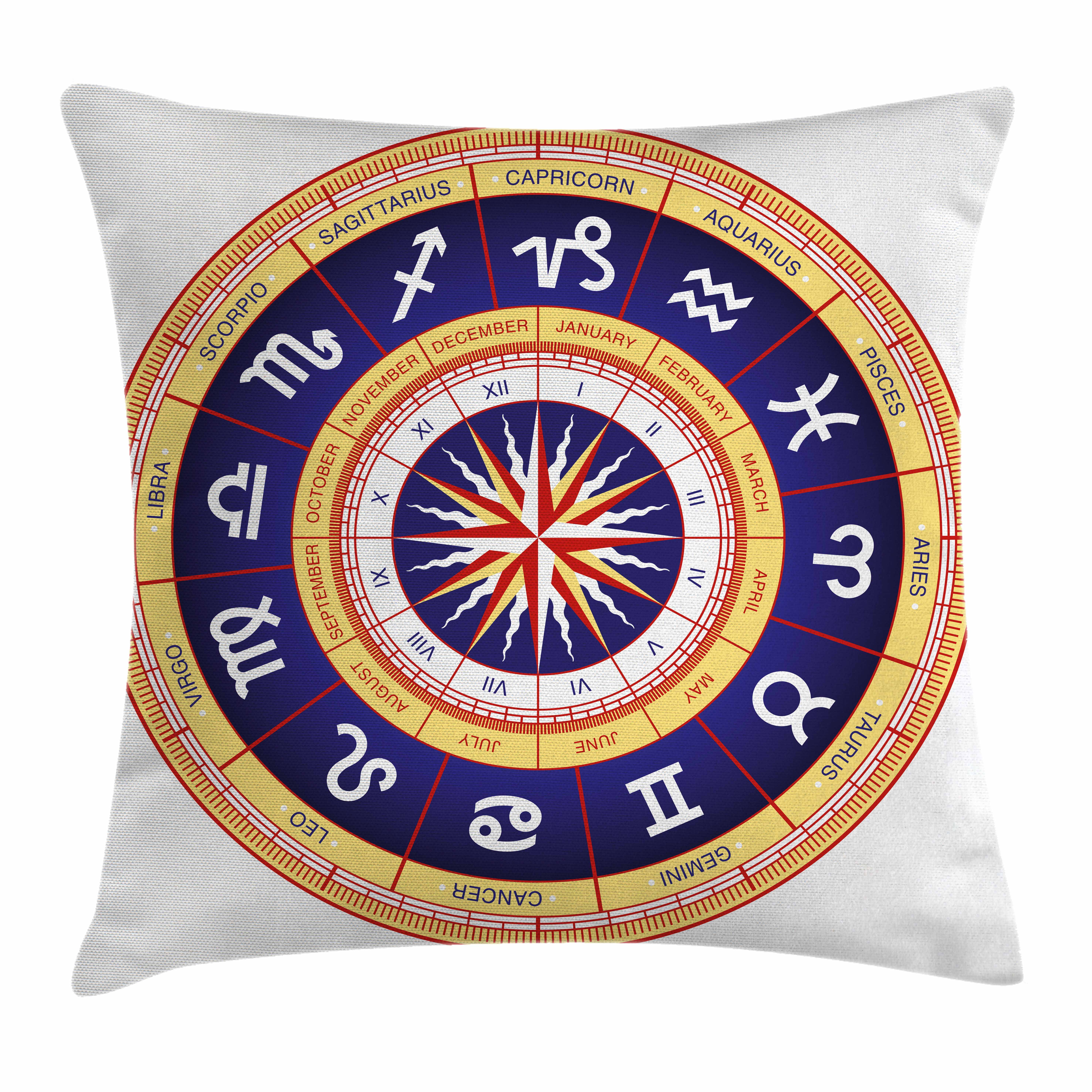Astrology Throw Pillow Cushion Cover, Astrological Wheel Cancer Leo ...