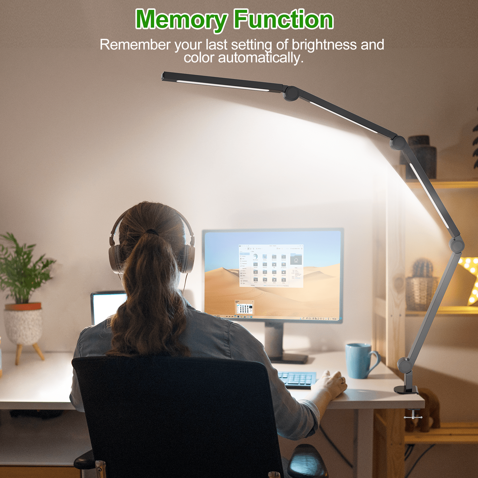 Foldable LED Desk Lamp with 3 Color Temperatures, Dimmable Brightness, and 360° Rotation - Eye-Caring Lighting for Home & Office Use