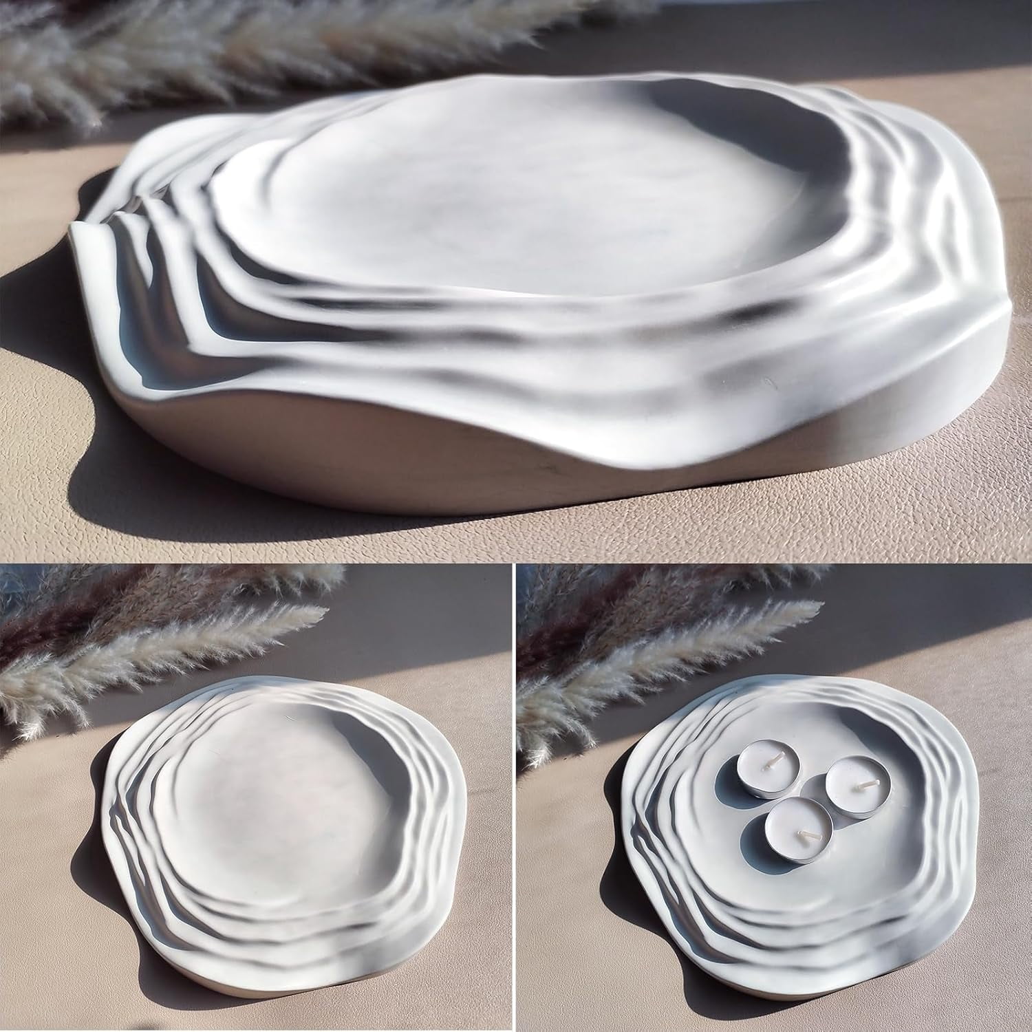 ABCISI Irregular Tray Silicone Molds, Wave Flower Tray Resin Concrete Mold, 3D Unique Ocean Wave Shape Storage Container Mold for Epoxy Casting Cement Jewelry Candle Holder Soap Dish Plates DIY Craft