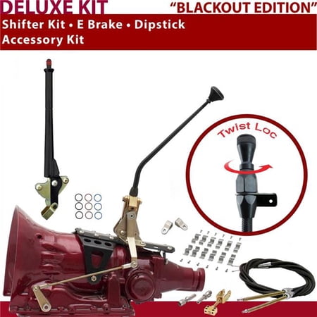 American Shifter AOD Shifter Kit Black 12 in. E Brake Cable Clamp Clevis Dipstick for D91EC
