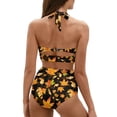 thumbnail image 2 of Suhoaziia Thanksgiving Maple Leaf Swimwear for Women 2 Piece Light & Soft Skin-Friendly Swimsuit Girls Ruched Tie Knot Sporty Bikini Underwear for Beach Pool Travel Size S, 2 of 6