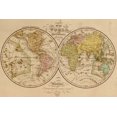 thumbnail image 2 of Vintage Maps 32x23 Black Ornate Wood Framed with Double Matting Museum Art Print Titled - World Map 1844, 2 of 4