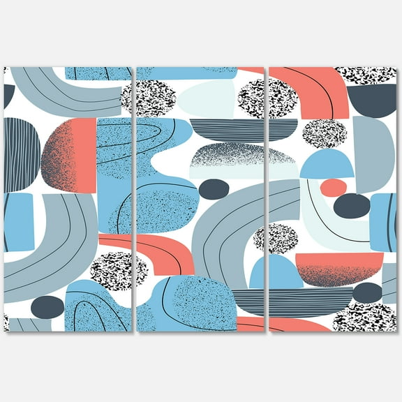 Designart ' Retro Shapes With Abstract Moons and Suns II ' Modern Canvas Wall Art Print