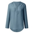 thumbnail image 4 of Aligament T Shirts for Women Button Women Ladies Clothing Loose Shirt Chiffon Zipper Long Sleeves Plus Size Tops Summer Tops Light Blue, 4 of 8