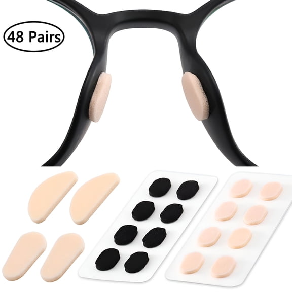 GJX Glasses Anti Slip Nose Pads (48 Pairs),Adhesive Soft EVA Sponge Cushion Foam Glass Nose Pad Stop Glasses From Falling,for Long Time Wearing and Exercise