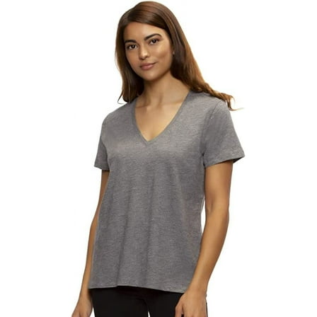 Felina Women's Slub Jersey V-Neck Tee  Short Sleeve T-Shirt (Heather Grey,L)