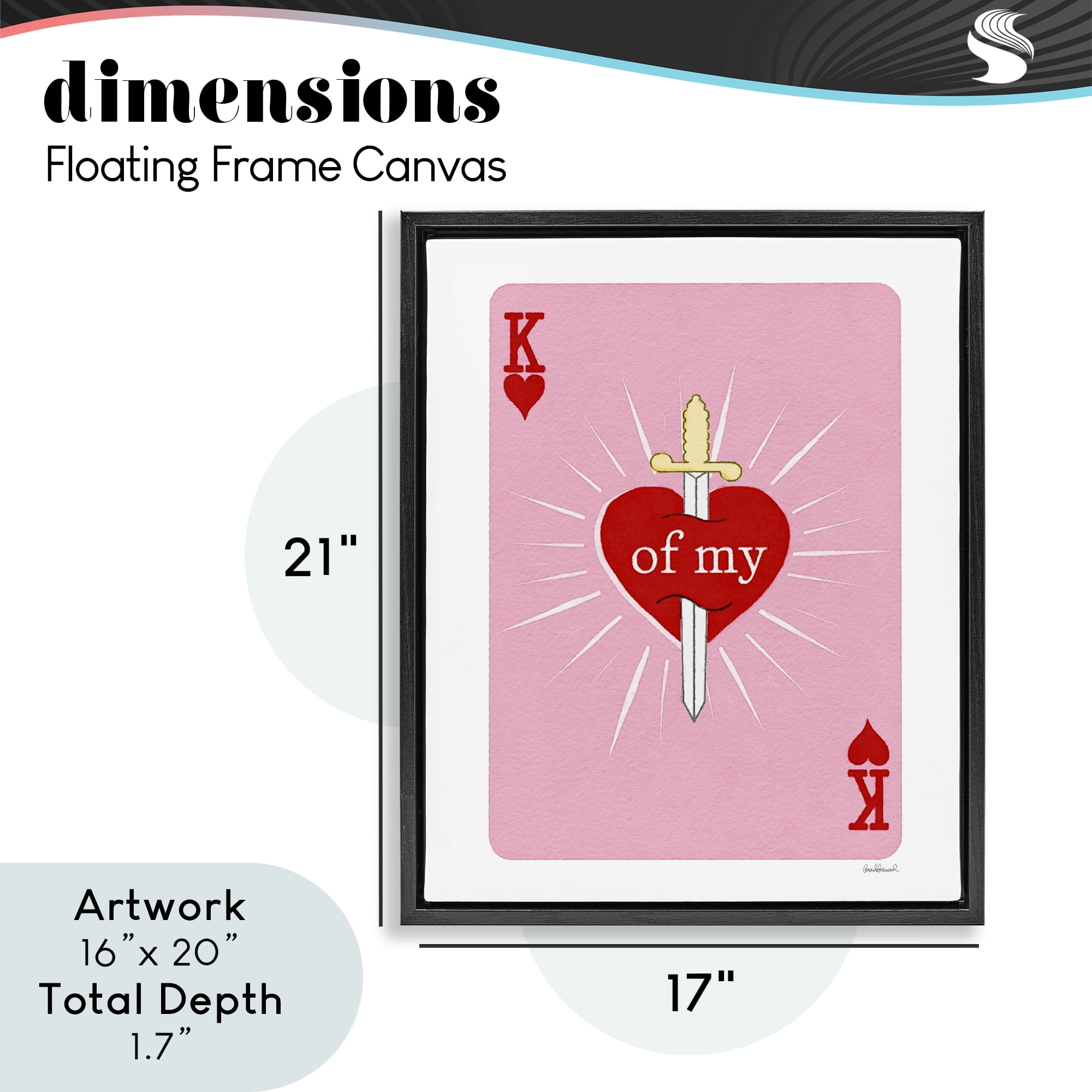 King Of My Heart Sword Black Framed Floater Canvas Wall Art, design by Amanda Greenwood