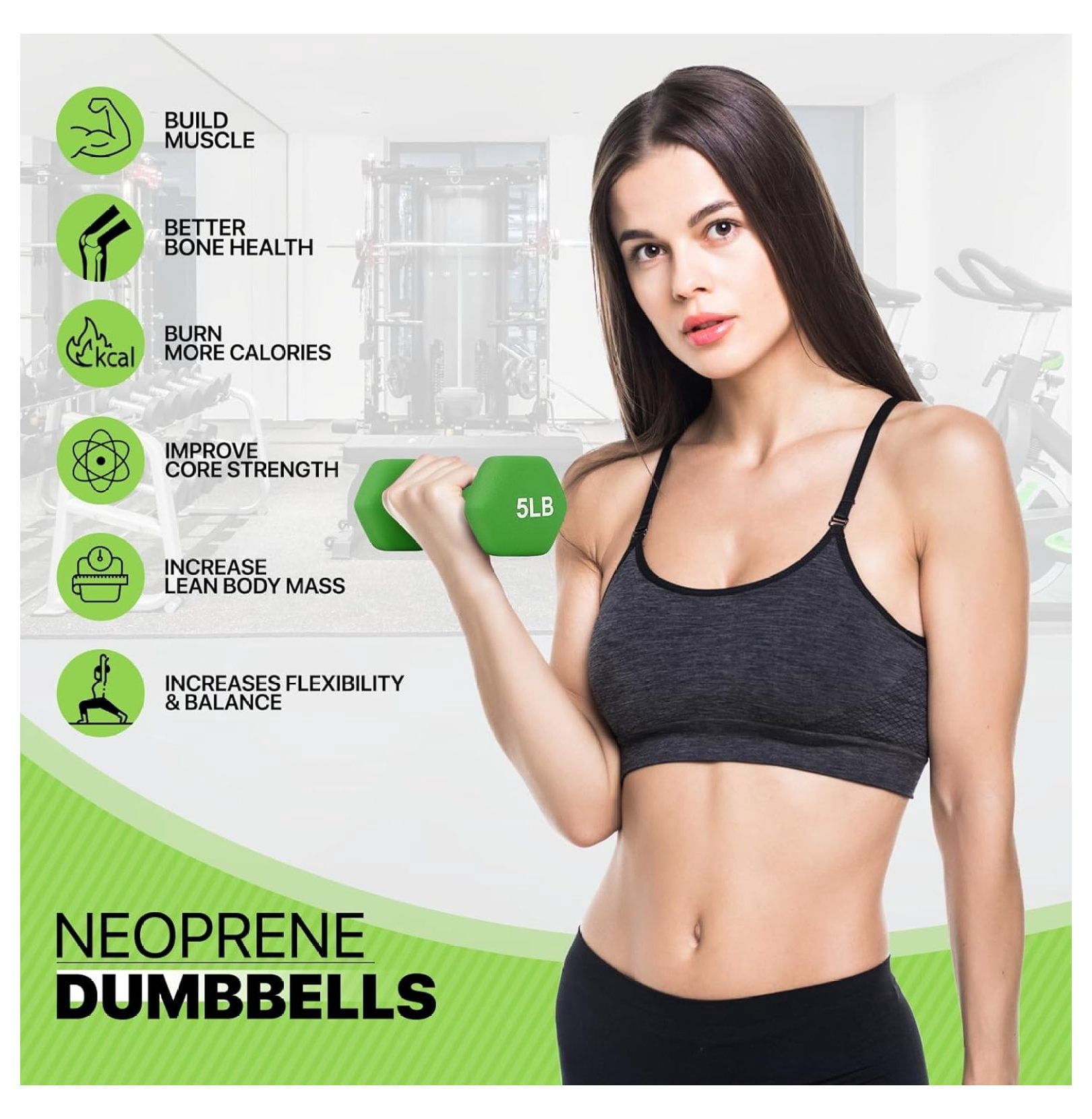 Dumbbells Hand Weights Set, Neoprene Coated Hexagon Workout Dumbbell for Women and Men, 1, 2, 3, 5, 8, 10, 12, 15lbs - Pair