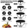 thumbnail image 3 of Walchoice Mixing Bowls with Lid Set of 4, Stainless Steel Nesting Metal Bowls for Kitchen Storage, Ideal for Preparing Cooking Serving Freezing, Size 0.7 & 1.2 & 2 & 2.5 QT - Black, 3 of 7