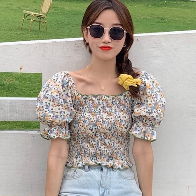 style floral chiffon tops