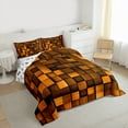 thumbnail image 3 of Manfei Classic Geometric Checkered Queen Comforter Set,Pixel Grid Miners Bedding Sets,Orange Black Bedding Comforter Set For Teens,Ultra Soft Home Decor Reversible,3 Pieces, 3 of 8