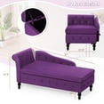 thumbnail image 2 of ACMEASE Upholstered Velvet Chaise Lounge with Left Armrest & Storage Space,Button Tufted Lounge Chair w/Lumbar Pillow,Modern Lounge Chair for Bedroom, Living Room and Office,Purple, 2 of 7