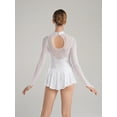 thumbnail image 5 of Alvivi Women's Figure Ice Skating Dress Shiny Rhinestone Ballet Dance Leotard Dress Long Sleeve Mesh Lyrical Dancewear Costume White M, 5 of 7