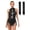Black, variant on Women's Sequins Salsa Tango Jazz Dance Bodysuit with Gloves Tassels Ballroom Leotard Jumpsuit Gold XL