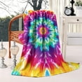 thumbnail image 2 of Colorful Rainbow Tie Dye Spiral Pattern Blanket,Comfortable Soft Flannel Throw Blanket,All Season,Warm Lightweight Blankets for Sofa Bed Couch Living Room Chair,50"x60", 2 of 4
