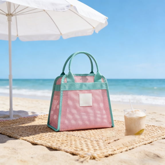 Deeceymbur Openwork Mesh Drainable Tote Storage Bag with Handles Portable Lightweight Ventilated for Shower Beach Travel Shopping