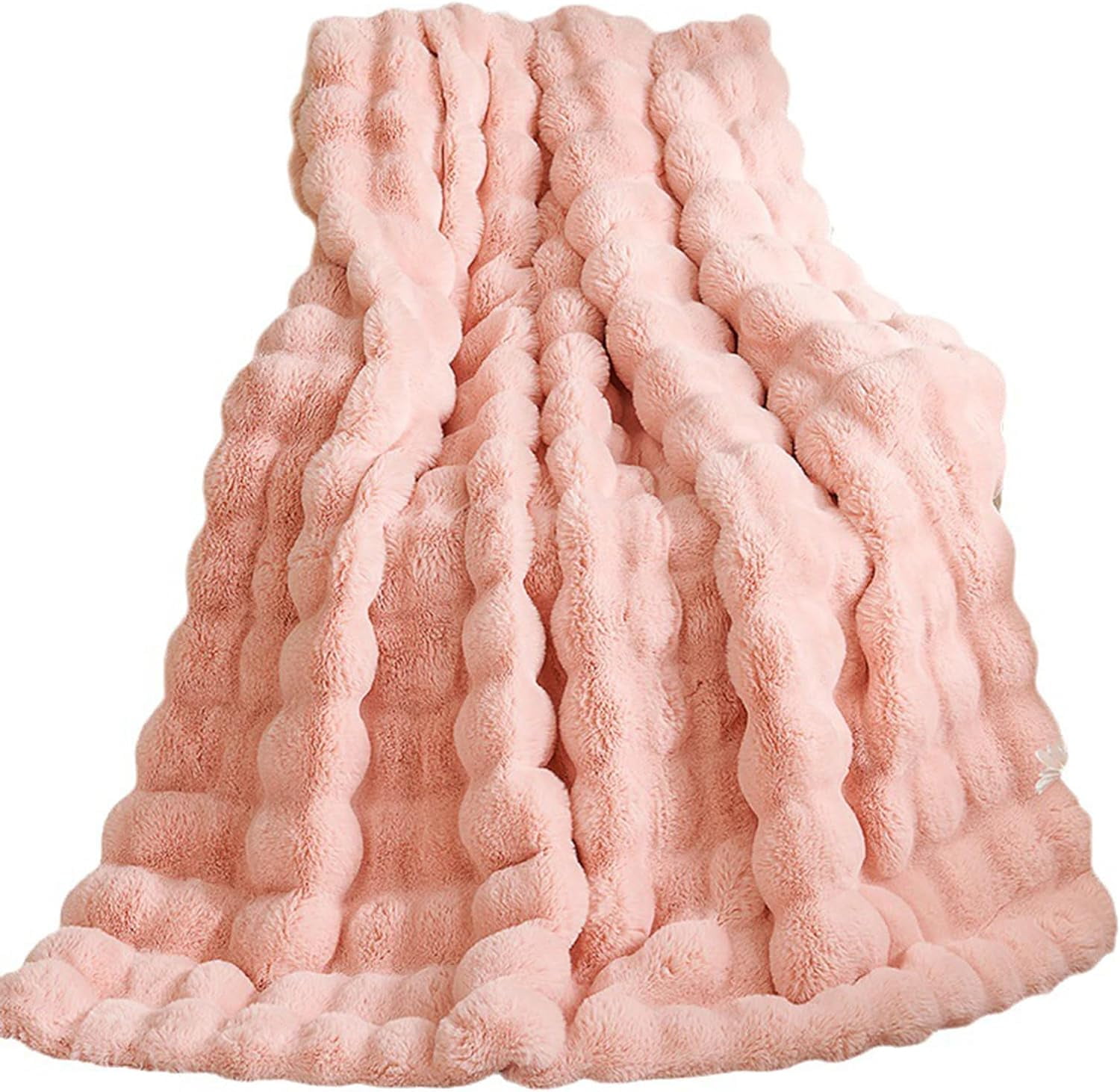 TOPCHANCES Faux Fur Throw Blankets, Soft Luxury Plush Blanket, Warm Fleece Throw Blanket for Bed Sofa Couch (Pink, 51*63in)