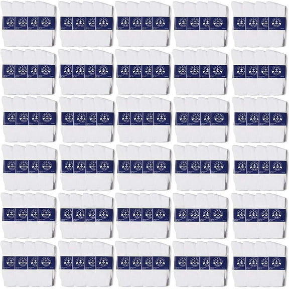 Yacht & Smith 300 Pairs of Mens & Womens Cotton Crew Socks for Homeless Shelter Donations, Cheap, Wholesale Bulk, Case Pack (300 Pairs Womens White Crew, one_size)