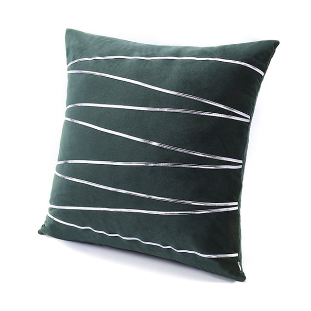 Funda de cojín, funda de cojín con borde plateado, almohada de viaje para oficina en casa, almohada cuadrada