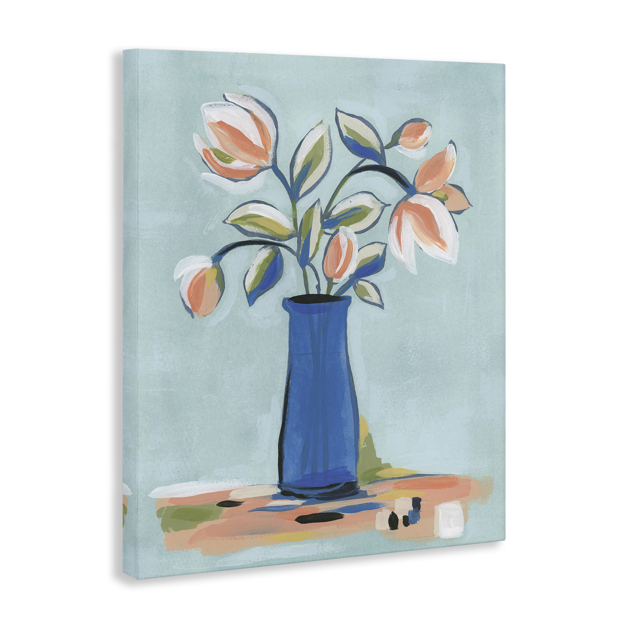 Stupell Industries Pink & Blue Modern Bouquet Plants & Flowers Painting Wrapped Canvas Art Print Wall Art, 30 x 40