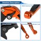 thumbnail image 4 of Palanca de freno y embrague corta larga para Kawasaki ER-5 2004-2005, palanca de manillar de motocicleta ajustable, aleación de aluminio, cabeza naranja, mango negro, 4 of 6