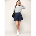 thumbnail image 6 of Made by Johnny Women's Casual Mini Flared Plain Pleated Skater Skirt with Shorts XXL NAVY, 6 of 6