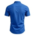 thumbnail image 3 of Boyscolos Mens Slim Fit Shirt Short Sleeve Button Down Dress Shirt Stretch Business Casual Summer Office Wear Royal Blue M, 3 of 4