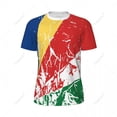 thumbnail image 3 of Exclusive design Seychelles Flag Grain 3D Printed Men For Running Bike Soccer Tennis Fitness Sports tshirt Mesh Short T-shirt, 3 of 12