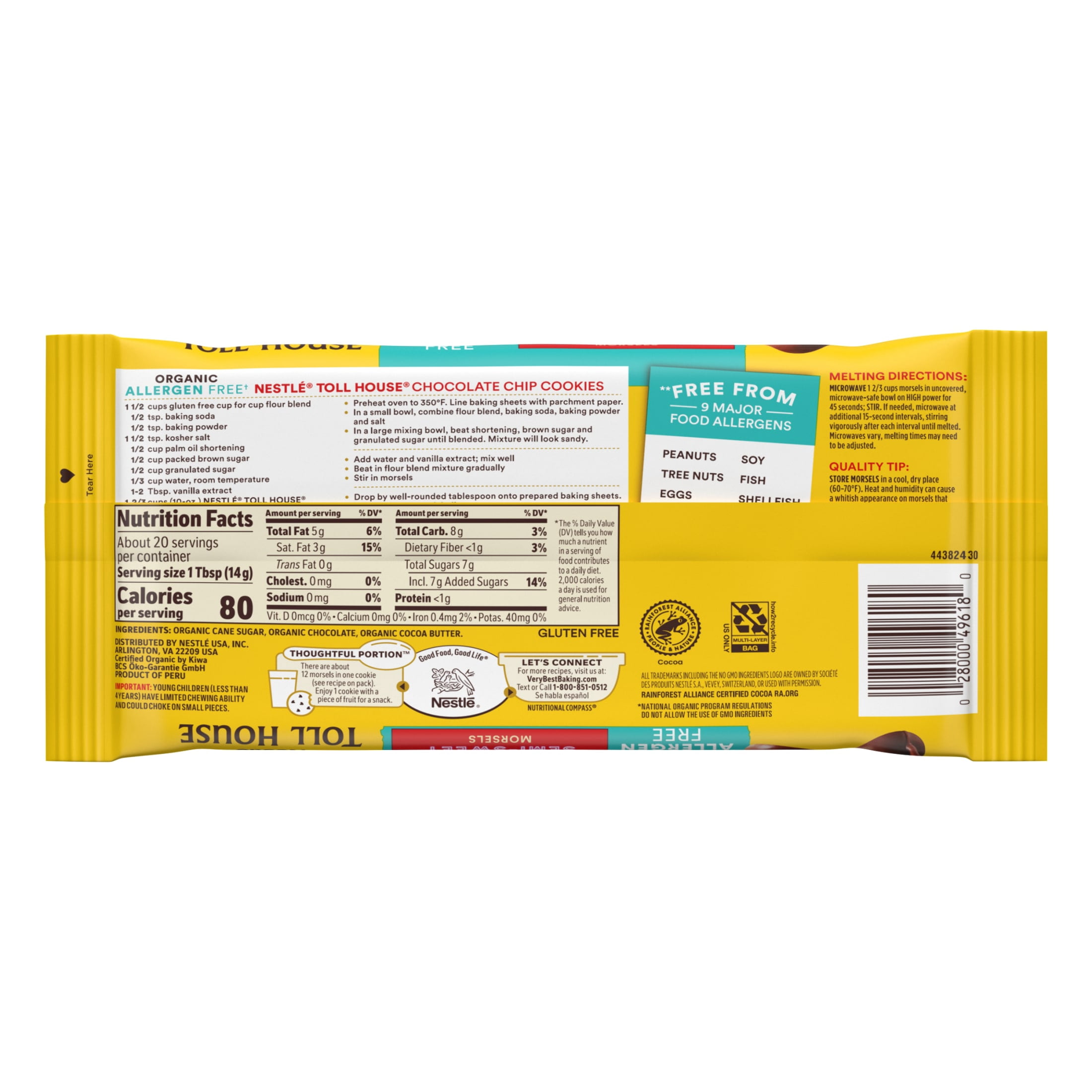 Nestle Toll House Organic Allergen Free Semi-Sweet Regular Chocolate Chips, 10 oz Bag