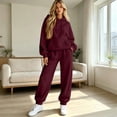 thumbnail image 5 of Trgacdwlo Fleece Womens Sweatsuits 2 Piece Set Tracksuit Fuzzy Jogging Suit Hooded Set Fall Winter Plush Comfy Tracksuit for Women Wine L, 5 of 6