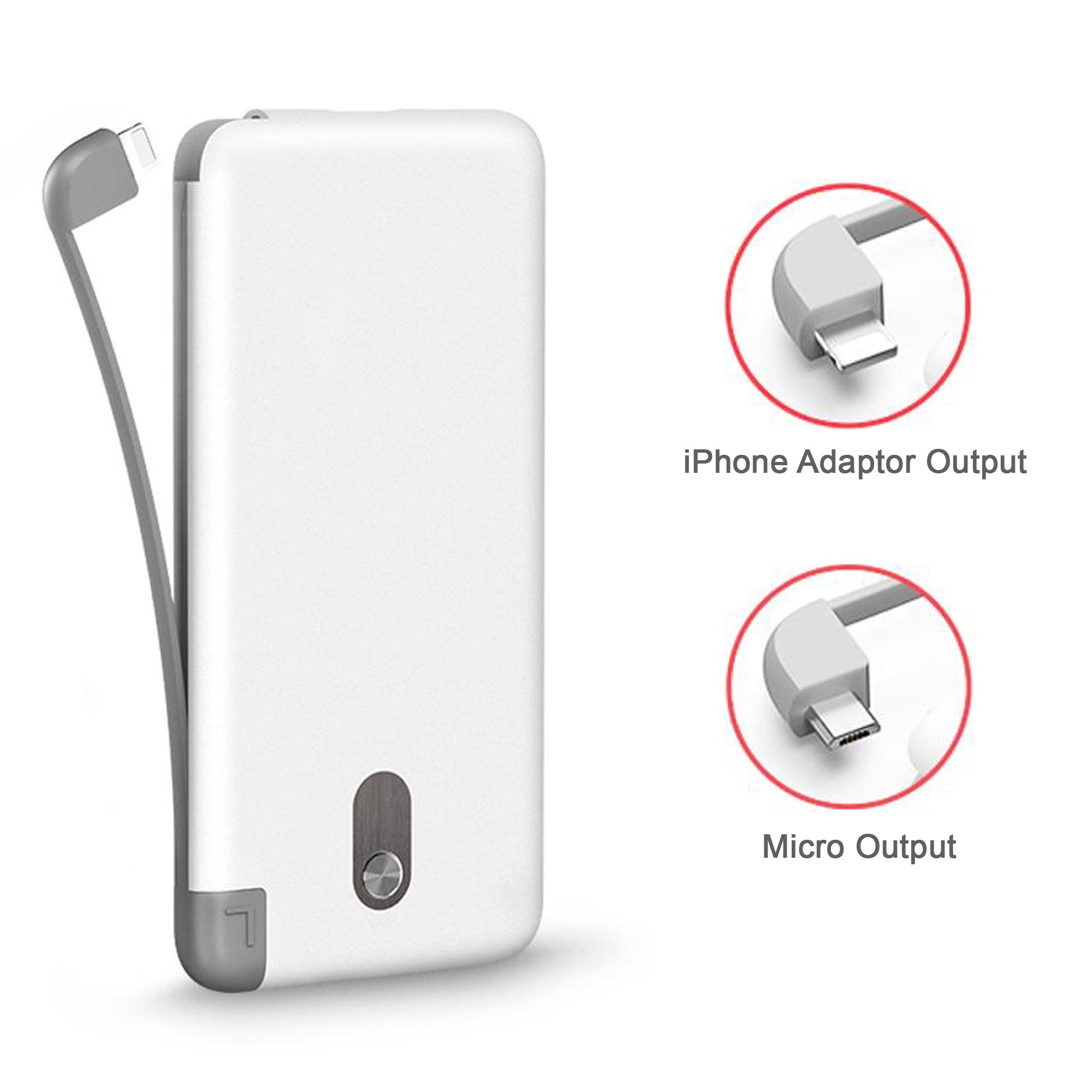 Portable Slim Power Bank w Charging Dock, External Backup Battery Charger, 10000mAh / Compatible with iPhone, Samsung Android / Micro USB