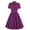 Purple, variant on Fesfesfes Women Dress Short Sleeve Round Neck Solid Color Lacing Single-Breasted Loose Hem Dress Tops on