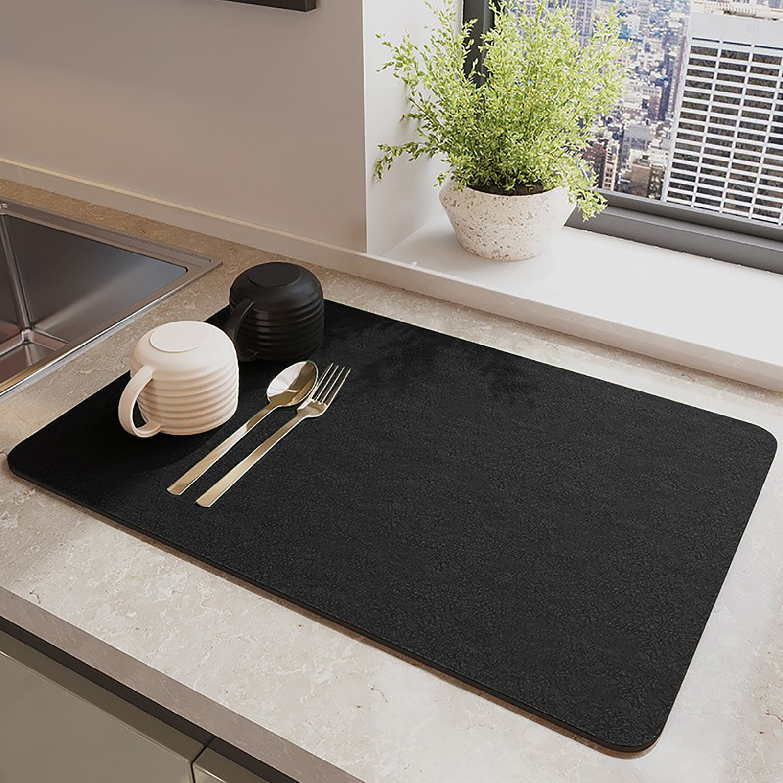 Sofort Dish Drying Mat, Absorbent Dish Drying Pad with Non-slip Rubber  Backed, Hide Stain for Kitchen Counter, Drying Mats for Dish Rack, Coffee