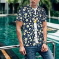 thumbnail image 6 of Zufioo Daisy Floral B Print Men's Baseball Short Sleeve, Moisture Wicking Button-Down Hip Hop Tee-Large, 6 of 7