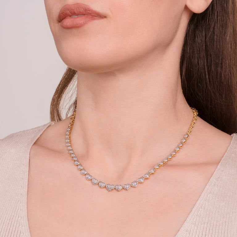 Sterling Silver, Gold, Rose Gold over Hearts Necklace Sterling Silver, Gold, Rose Gold over Hearts Necklace