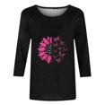 thumbnail image 3 of qelini Breast Cancer Shirts Long Sleeve Casual Pullover Blouse Fall Winter Crewneck Comfy Shirts Loose Casual Print Tops Black S, 3 of 3