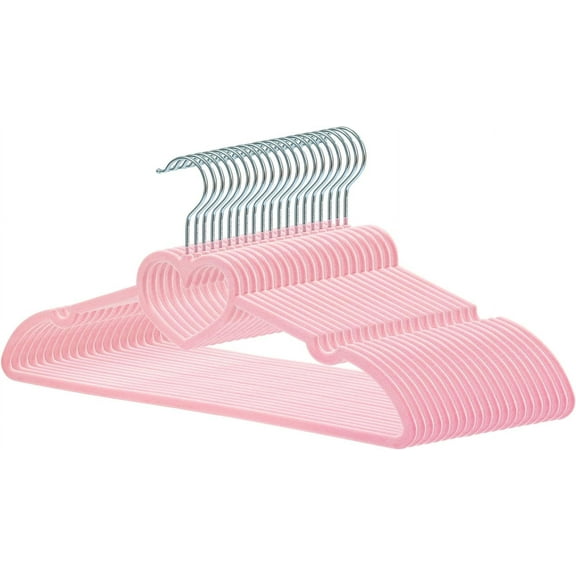 Velvet Hangers 20 Pack, 16" Non Slip Adult Hangers, Slim Clothes Hanger with 360 Degree Swivel Hook - Durable & Cute for Coats, Shirts, Dress (Pink)