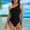 Black, variant on Ynynloco One Shoulder Women's One Piece Swim Suits Slimming Casual Full Coverage Modest Bathing Suit Sexy High Cut Swim Suits