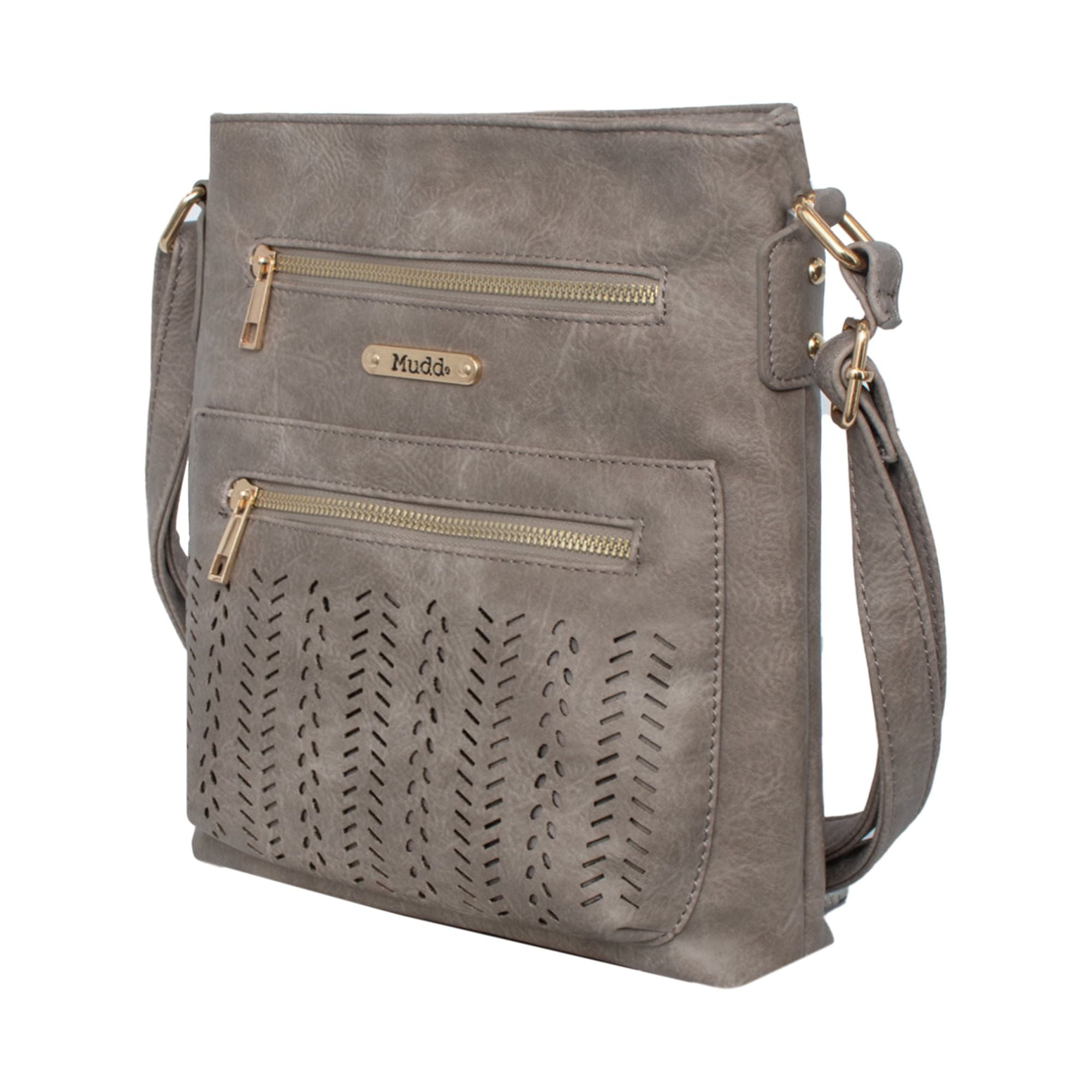 Mudd Women's Vegan Leather Cognac Perforated Cross Body With Adjustable  Shoulder Strap - Walmart.com