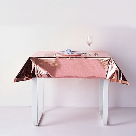 

BalsaCircle 50 x 50 Rose Gold Metallic Square Disposable Plastic Tablecloth Tables