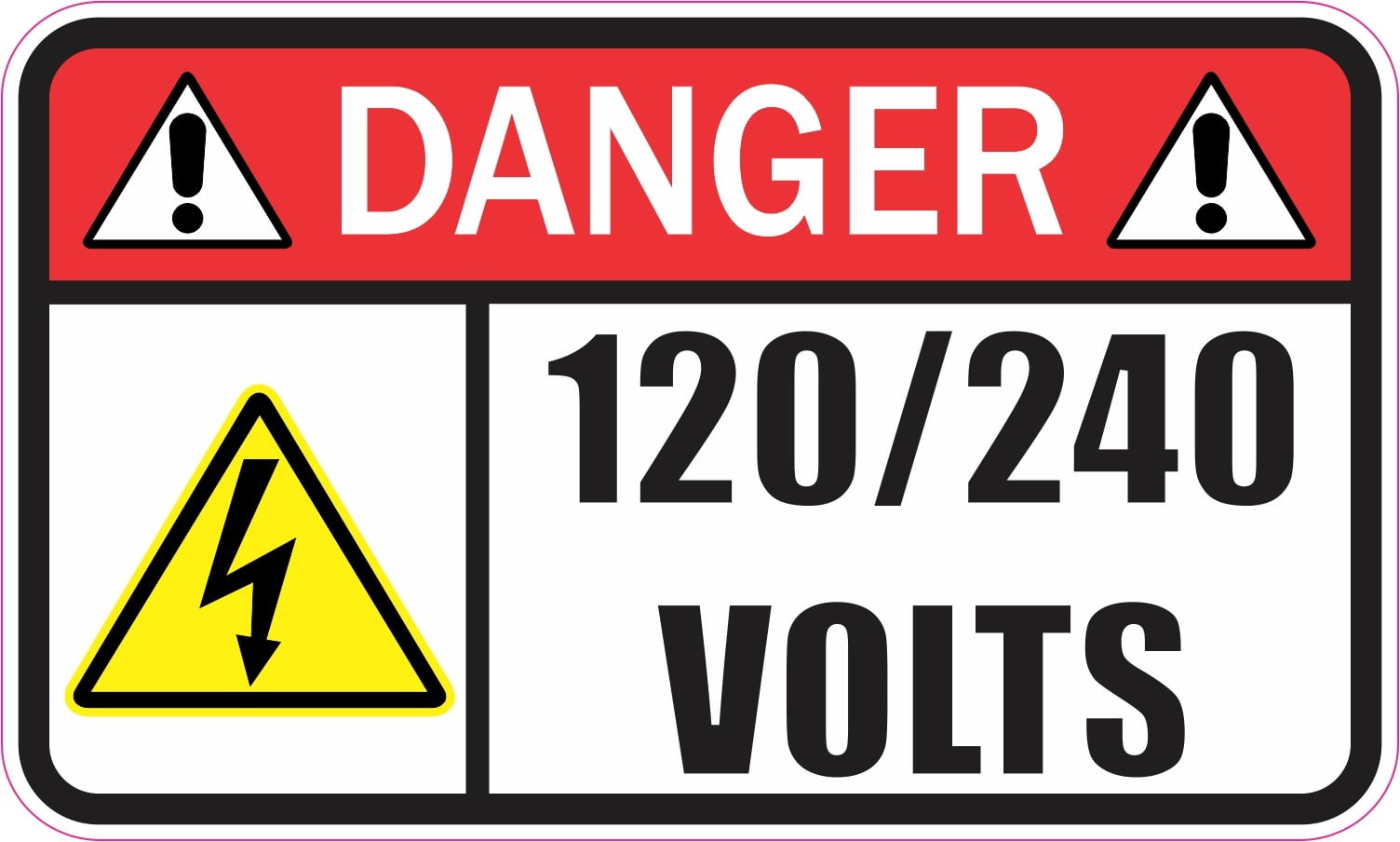 5in x 3in Danger Sticker 120/240 Volts 