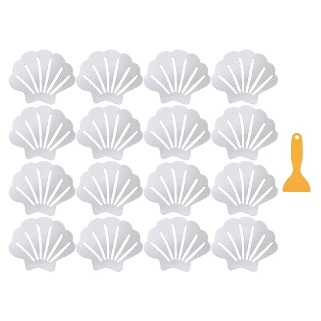 Bathtub Anti-Slip Stickers 1 Set Shell Shape Rubber Transparent 9X7X0.1In for Safety